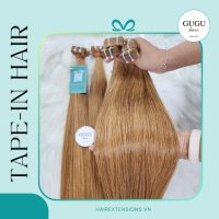 Vibrant Orange Bone Straight Tape In Extensions – 100% Human Hair 2 Seamless Tape In Hair Extensions _ Vietnamese Hair