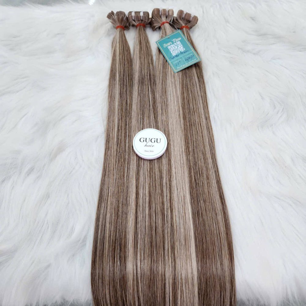 Luxury Vietnamese Tape In Hair Extensions 22 Inch Blonde