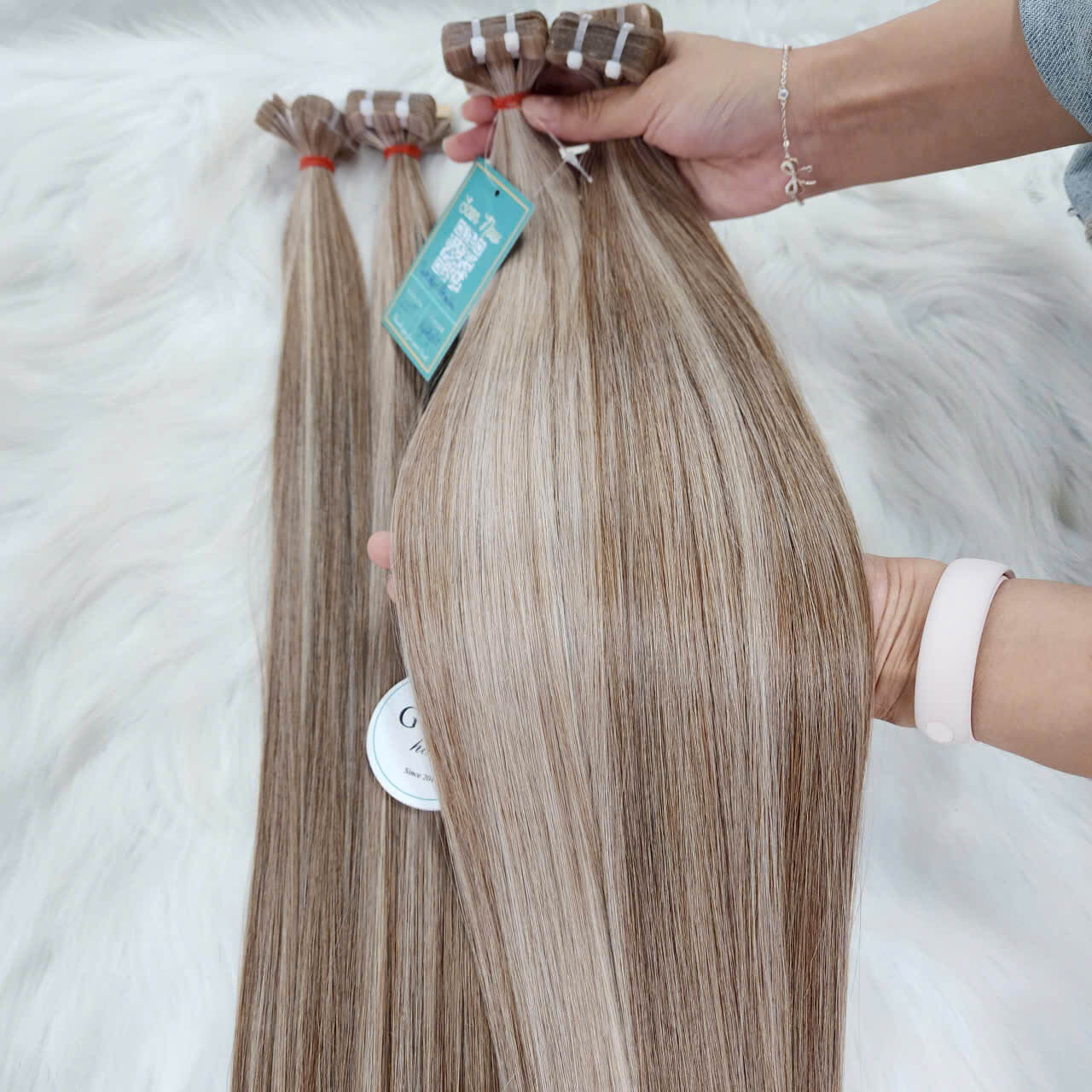Luxury Vietnamese Tape In Hair Extensions 22 Inch Blonde