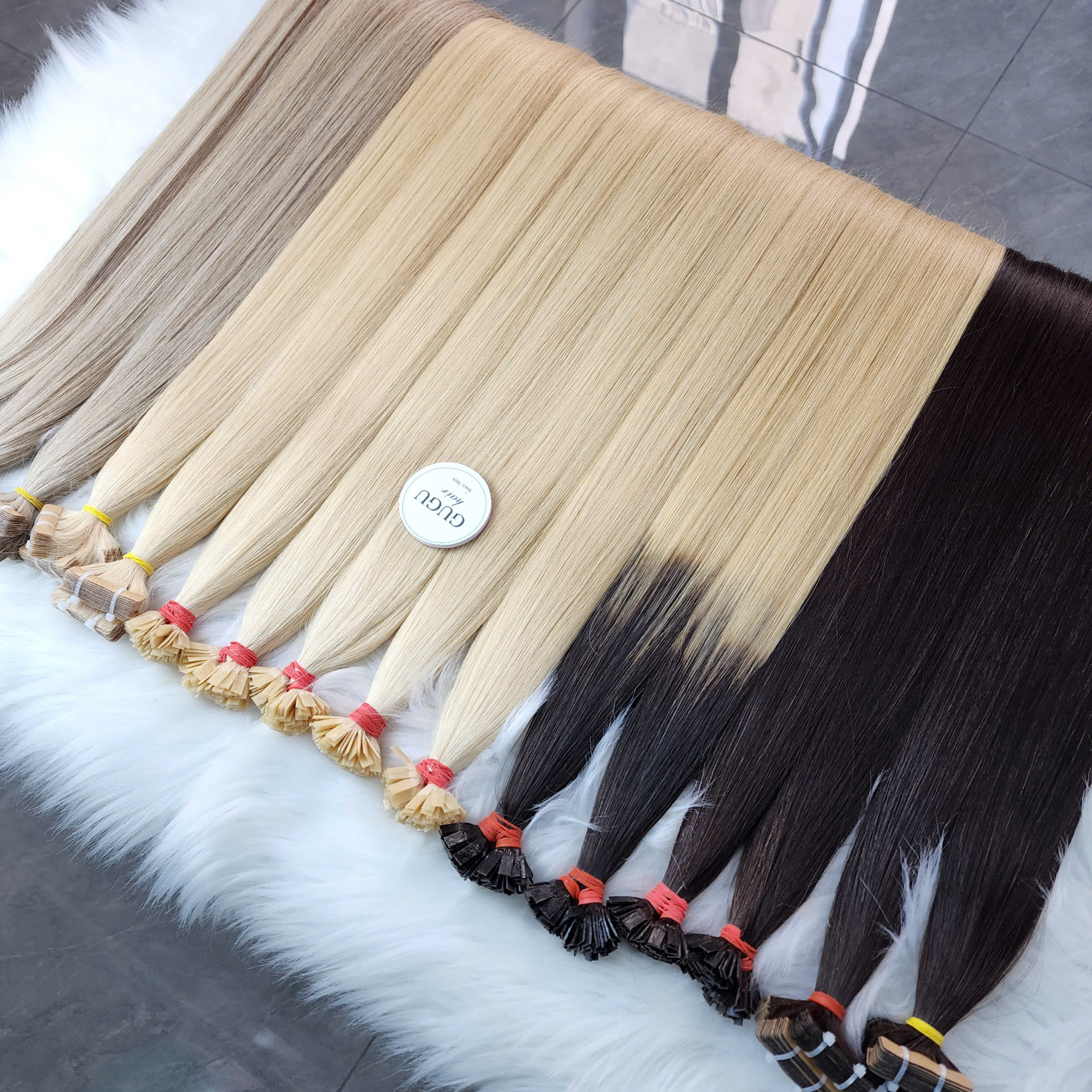 Ombre Dark Brown to Blonde Keratin Flat Tip Hair Extensions - Vietnamese Hair Extension 9 Premium Hair Extension Collection Raw Vietnamese Hair