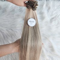 Flat Keratin Tip Balayage Blonde Highlights Fusion Hair Extensions 6 double drawn flat tip extensions 1