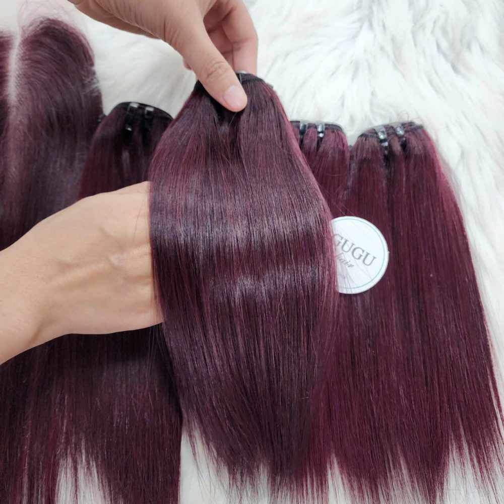 burgundy straight hair bundles 100% human hair