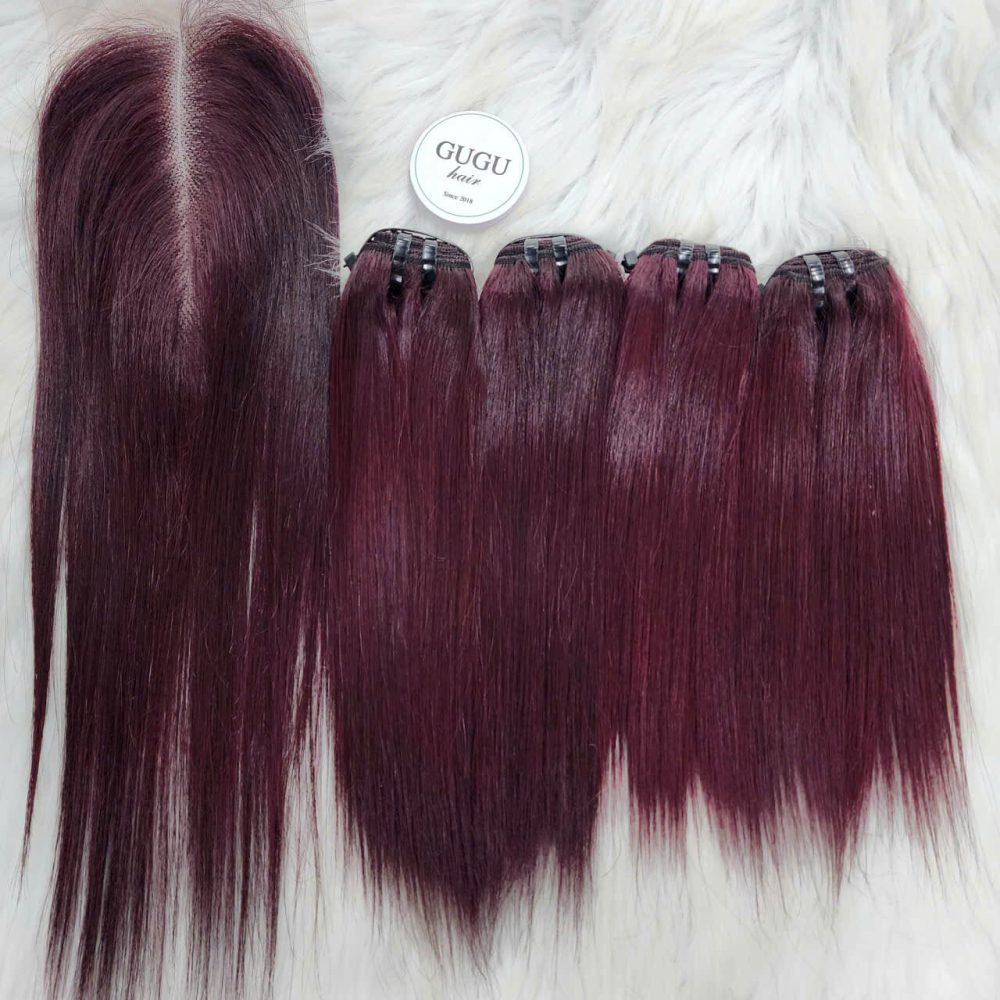 burgundy straight hair bundles 100% human hair