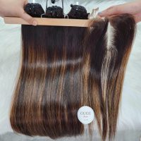 Bone Straight Human Hair Bundles Ombre Color 26 Inches Vietnamese