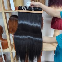 100% Raw Vietnamese Bone Straight Hair Weft Extensions 3 100% raw black human hair bundles wholesale
