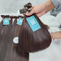 Seamless Tape In Hair Extensions – 22 Inch Brown Vietnamese Human Hair 5 bone straight tape in hair extensions raw human hair highlights