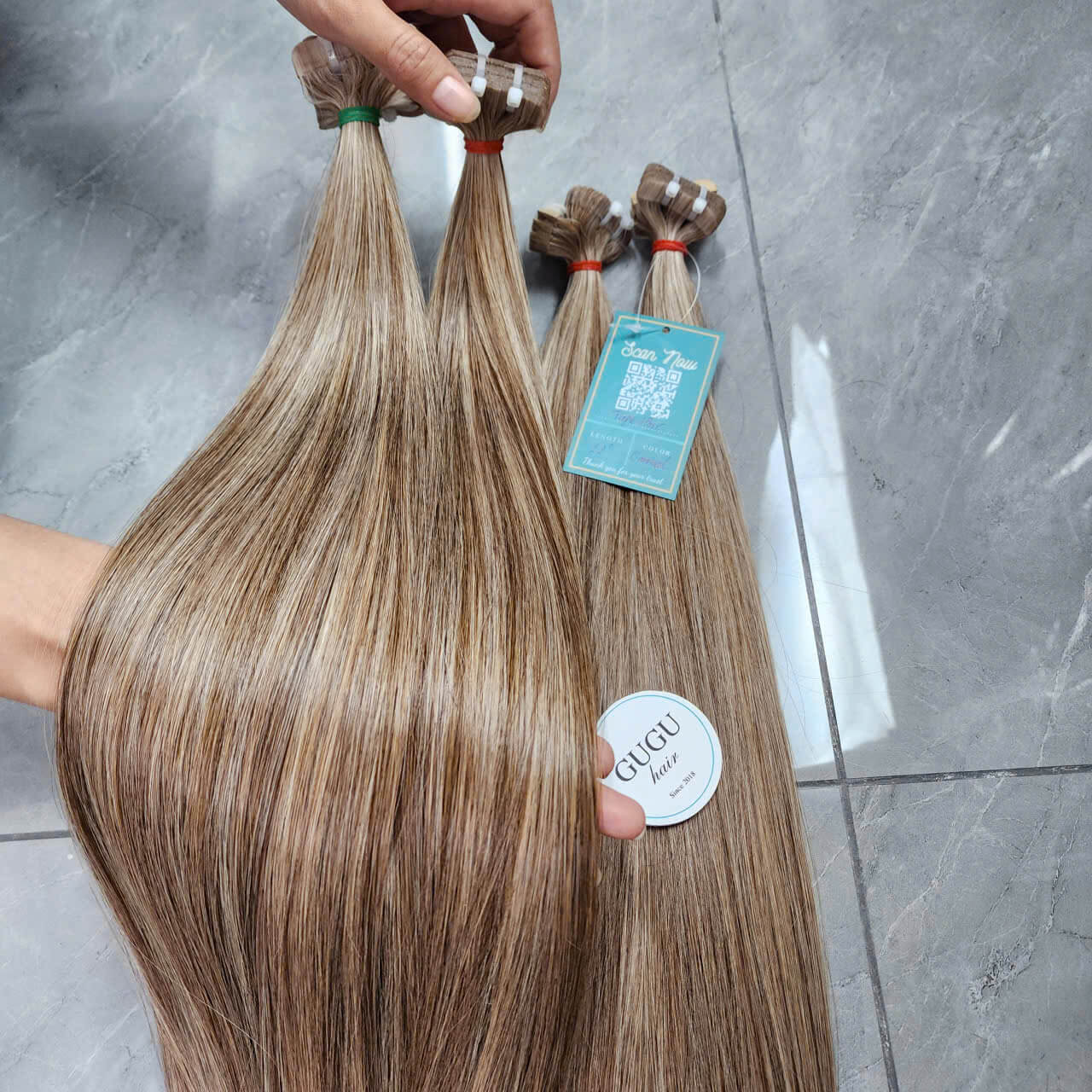 bone straight tape in hair extensions raw human hair highlights