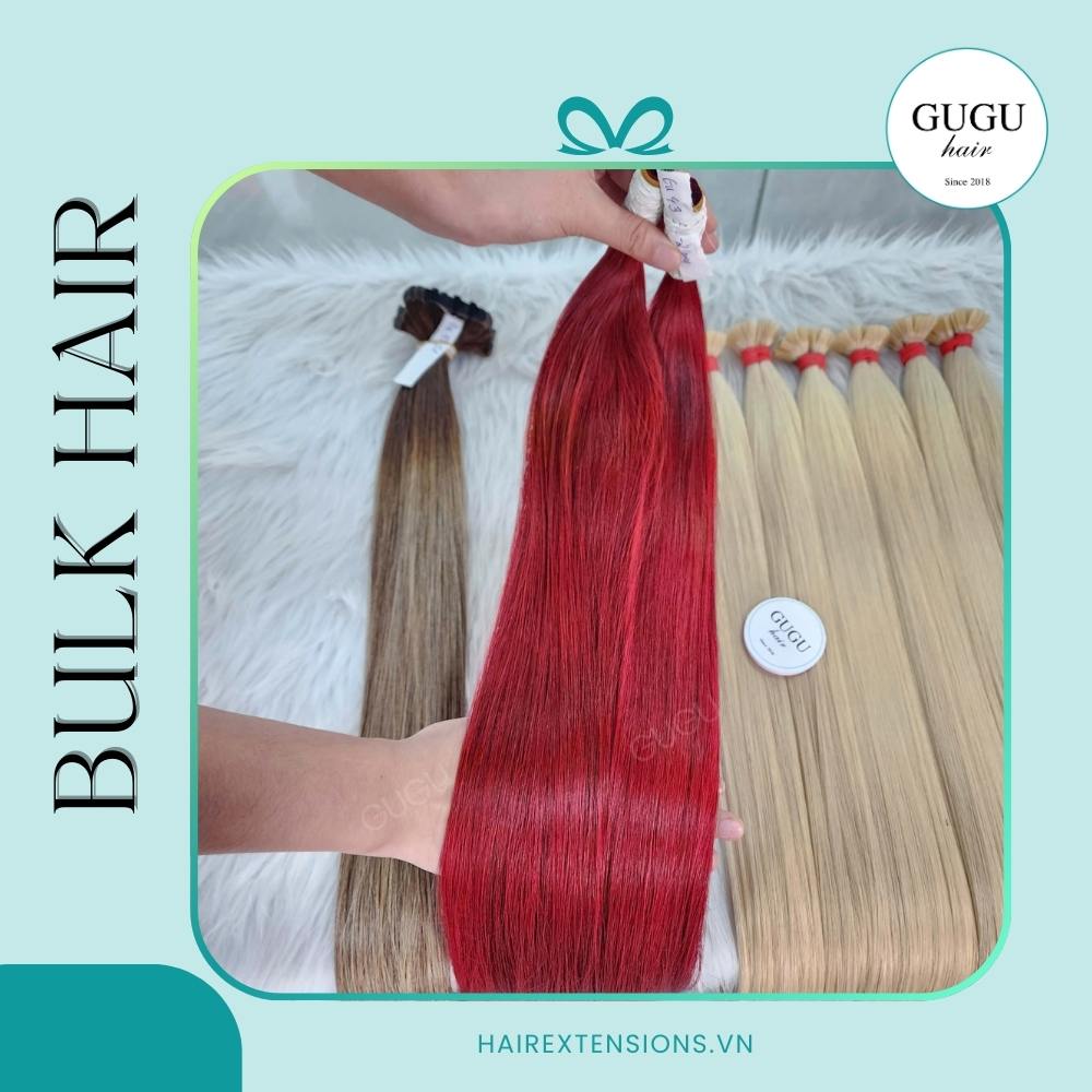 GUGU HAIR – BEST HUMAN HAIR EXTENSIONS 66 Bulk Hair Bone Straight Red Wine Color Vietnamese Hair