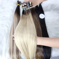 Invisible Ombre Blonde Tape In Bone Straight Hair Extension Raw Vietnamese Human Hair 3 Invisible Ombre Blonde Tape In Bone Straight Raw Vietnamese Human Hair