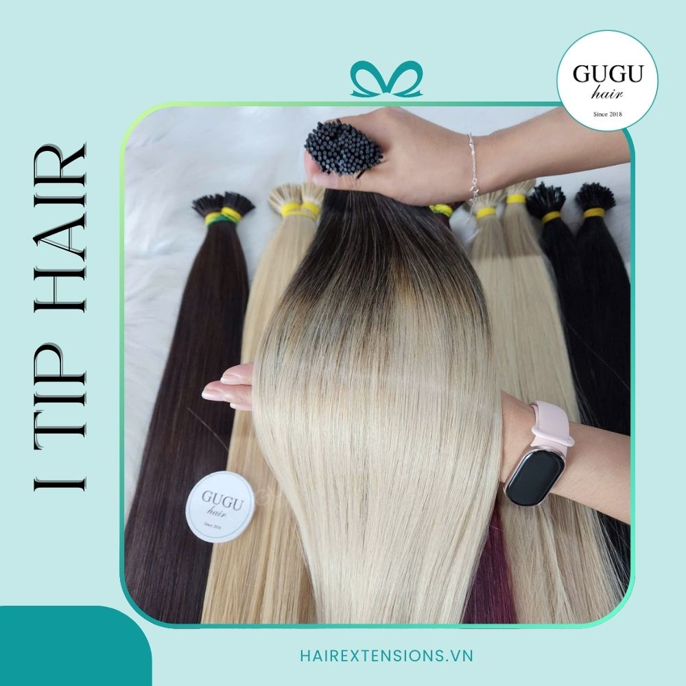 Premium I Tip Bone Straight Ombre Color Hair Extension Raw Vietnamese Human Hair