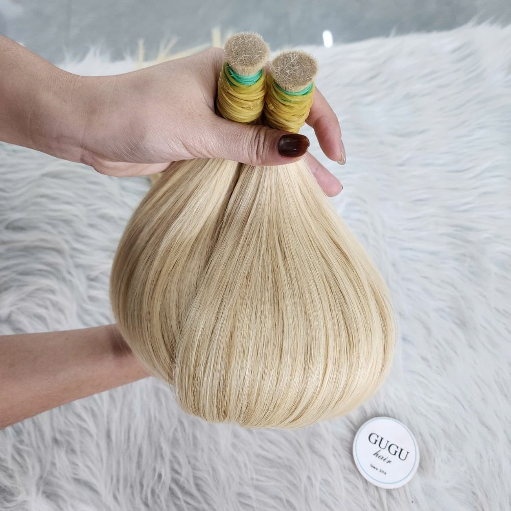 Premium Bone Straight Bulk Hair Blonde Color Raw Vietnamese Hair