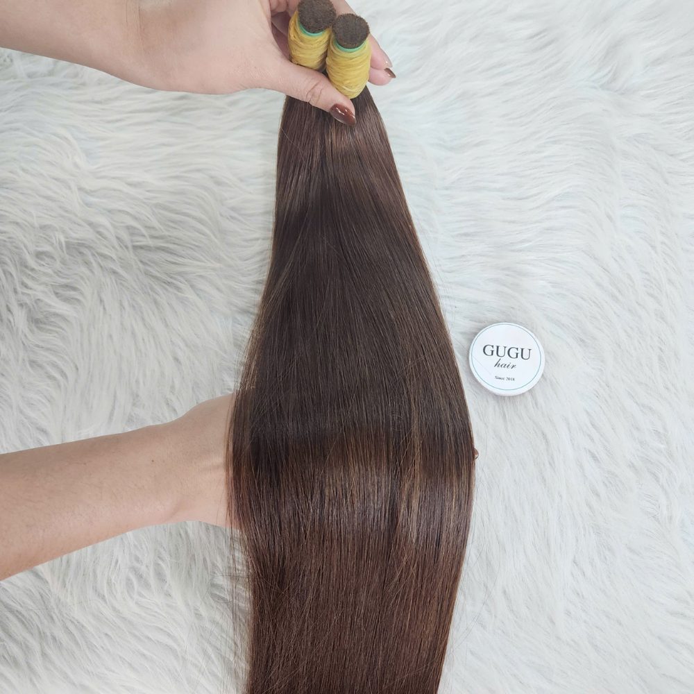 20 Inches Bone Straight Bulk Hair Brown Color Raw Vietnamese Hair