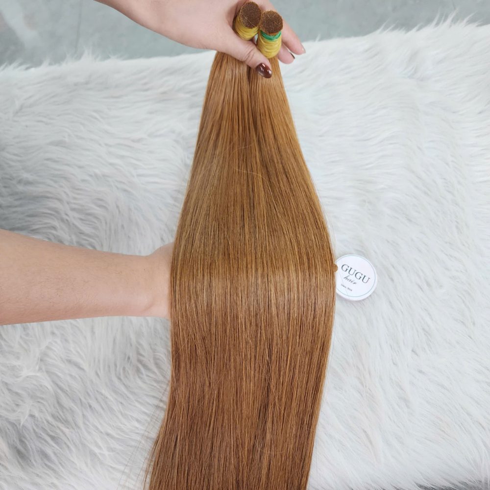 Bone Straight Bulk Hair Golden Brown Raw Vietnamese Hair