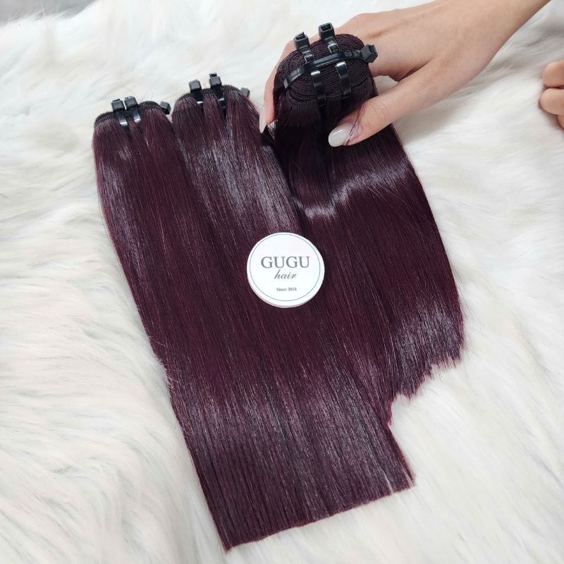 Burgundy Bone Straight Hair Weave - High Quality Hair Weft