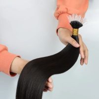 Nano Ring Hair Extensions Flexible F-tip Black Straight From GUGU Hair