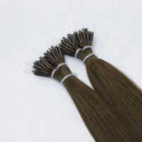 Nano Ring Hair Extensions Flexible F-tip Straight Cool Brown Raw Vietnamese Hair