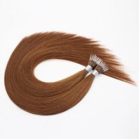 Nano Ring Hair Extensions Flexible F-tip Straight Brown Color Raw Vietnamese Hair
