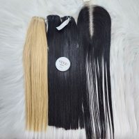 Dual Tone Black Platinum Straight Vietnamese Weft Hair