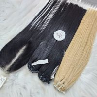 Dual Tone Black Platinum Straight Vietnamese Weft Hair