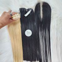 Dual Tone Black Platinum Straight Vietnamese Weft Hair