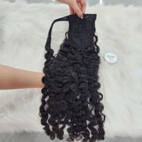 Deep Wave Long Ponytail Hair Extensions Natural Black