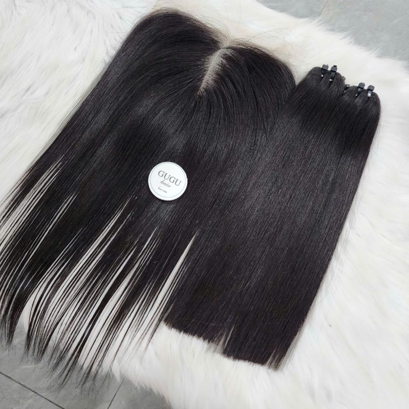 Vietnamese Straight Hair Bundles and Lace Closure – 100% Human Hair Natural Black