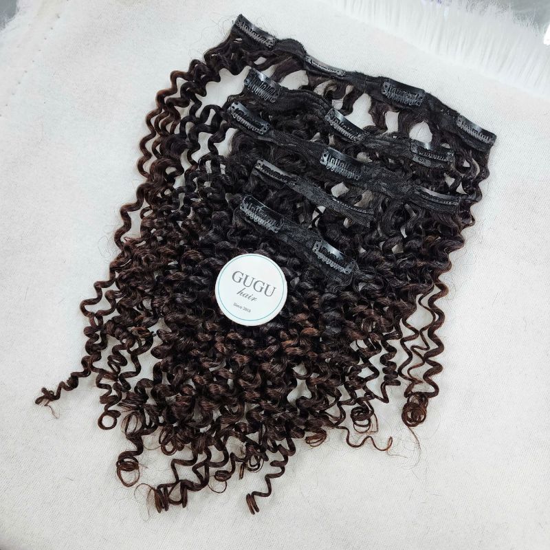 Luxury Vietnamese Kinky Curly Clip-In Human Hair Extensions GUGU Hair