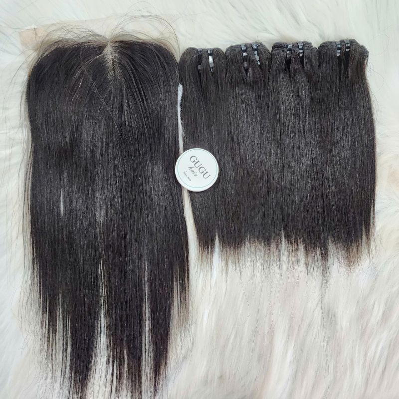 Premium Vietnamese Straight Weft Human Hair Extensions – Natural Color