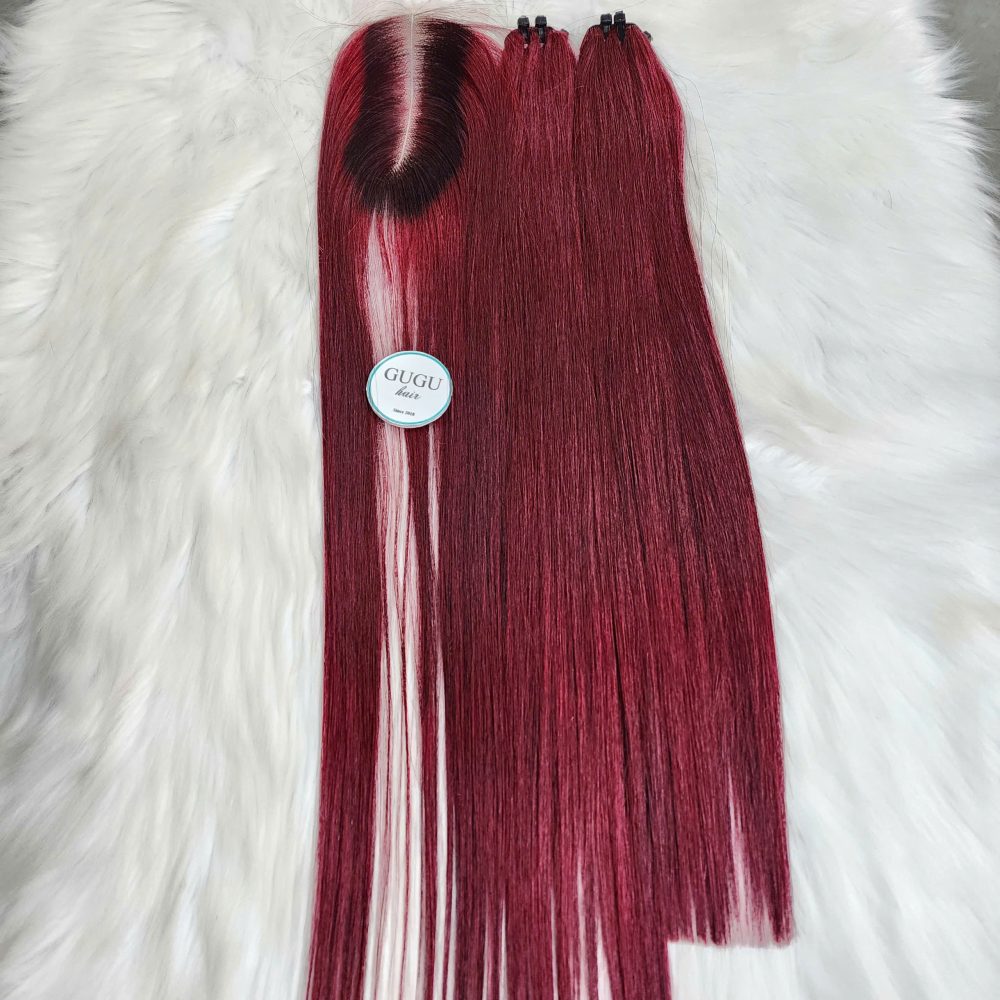 Deep Burgundy Straight Weft Hair – Raw Vietnamese Hair 26”