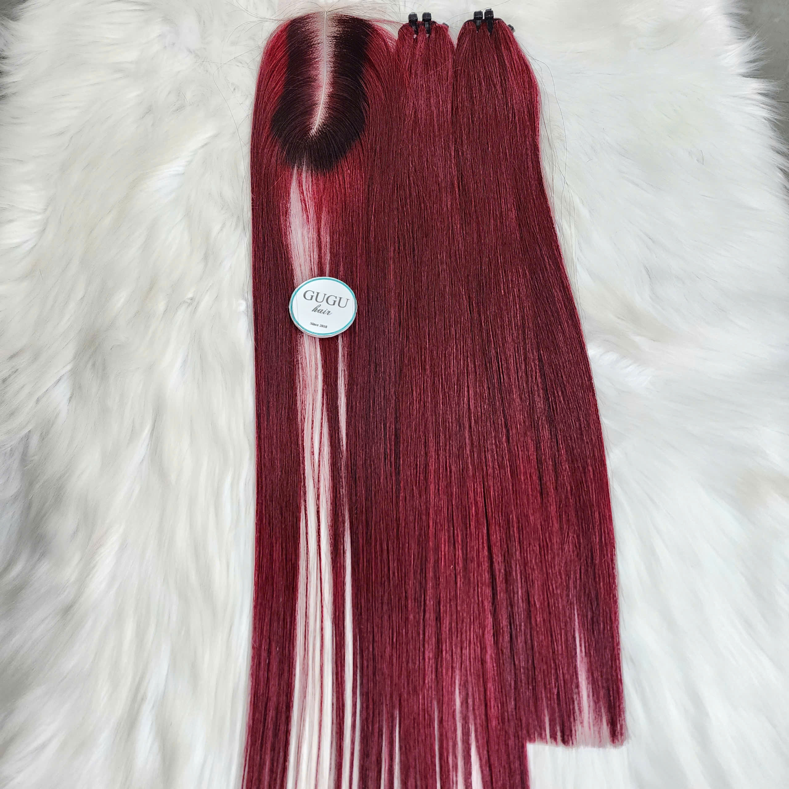Deep Burgundy Straight Weft Hair – Raw Vietnamese Hair 26”