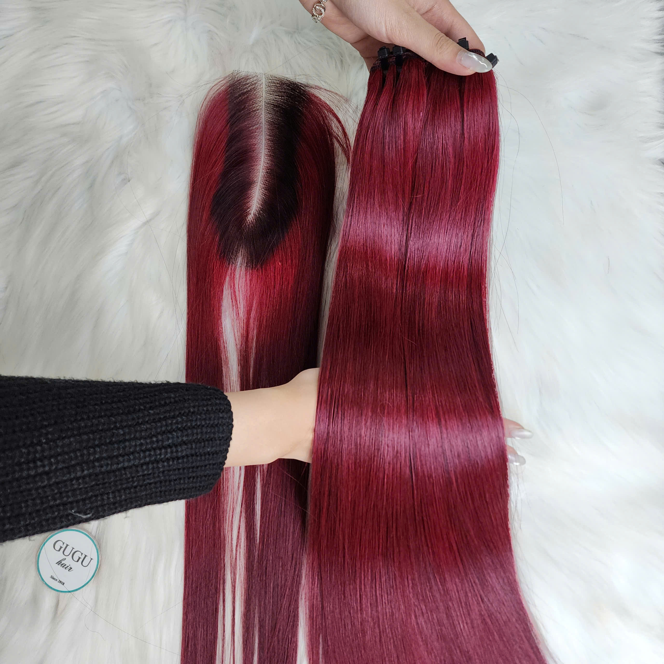 Deep Burgundy Straight Weft Hair – Raw Vietnamese Hair 26”