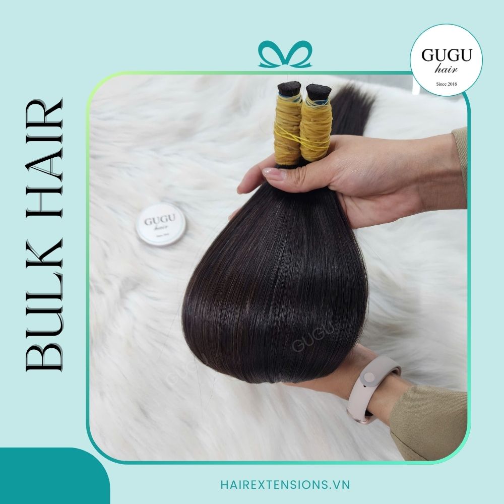 Natural Black Silky Straight Bulk Hair – Double Drawn Human Hair Extensions