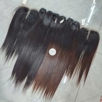 Natural Black Bone Straight Hair Weft Human Hair Extensions 2 1