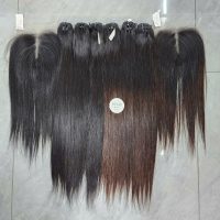 Natural Black Bone Straight Hair Weft Human Hair Extensions 3