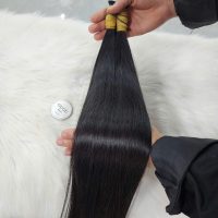 Natural Black Silky Straight Bulk Hair – Double Drawn Human Hair Extensions 12