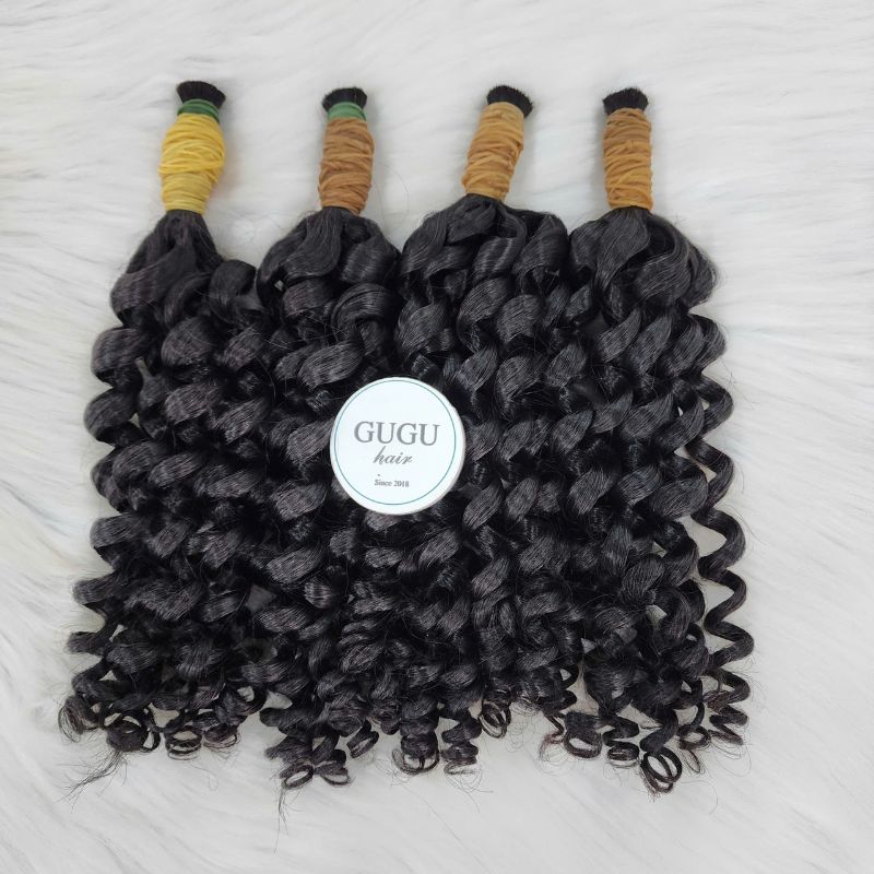 Pixie curly bulk human hair extensions for braiding 3
