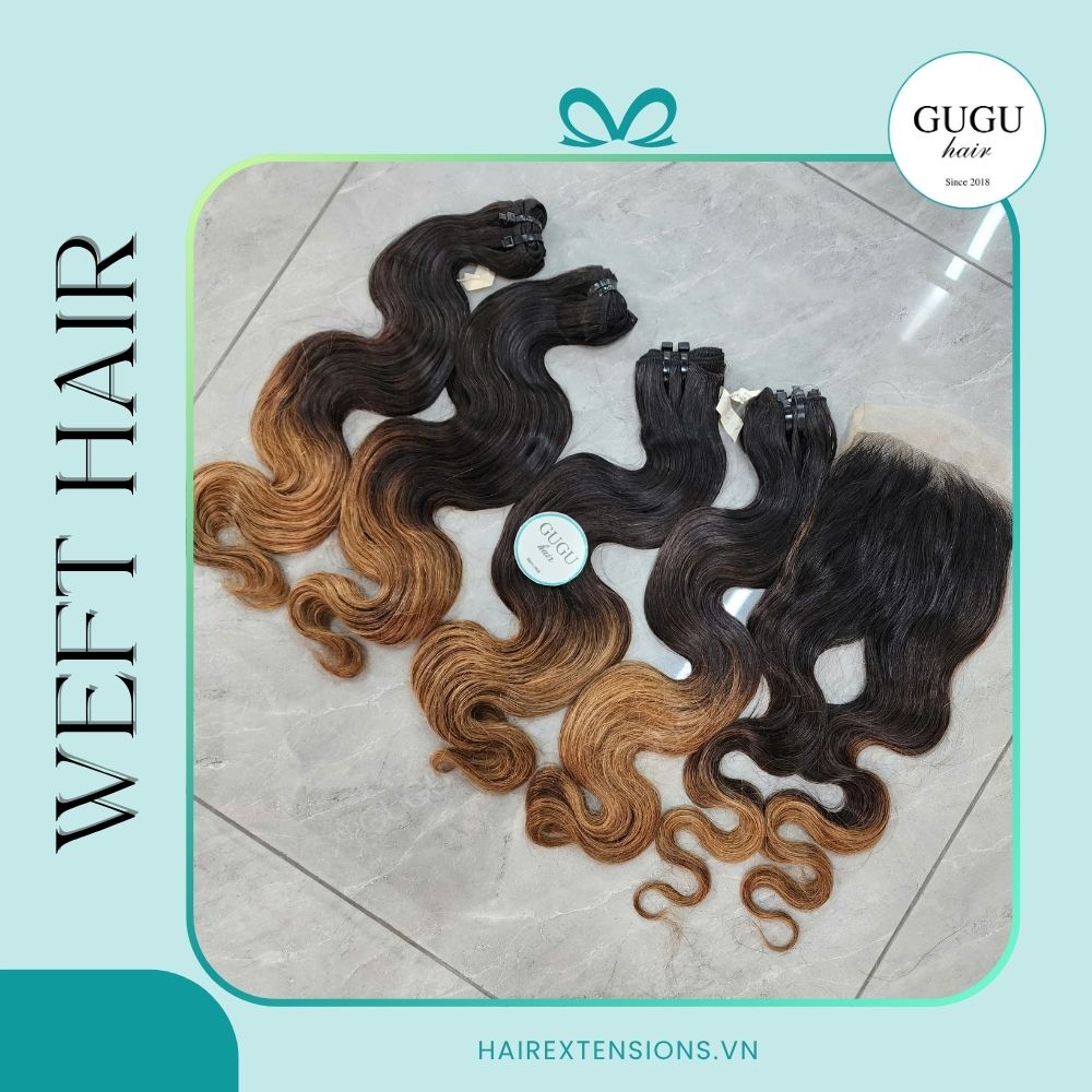 High Quality Ombre Wavy Weave Hair Extensions Vietnamese Human Hair Raw