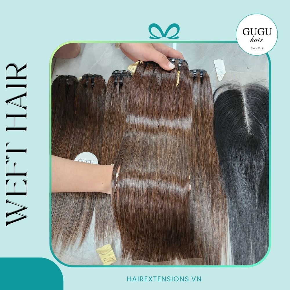 Natural Brown Bone Straight Human Weft Hair Extensions - 100% Vietnamese Human Hair Extensions