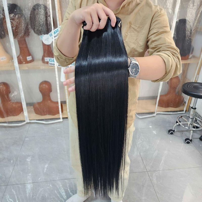 Best Human Hair Extensions Natural Black Silky Straight Weft Hair