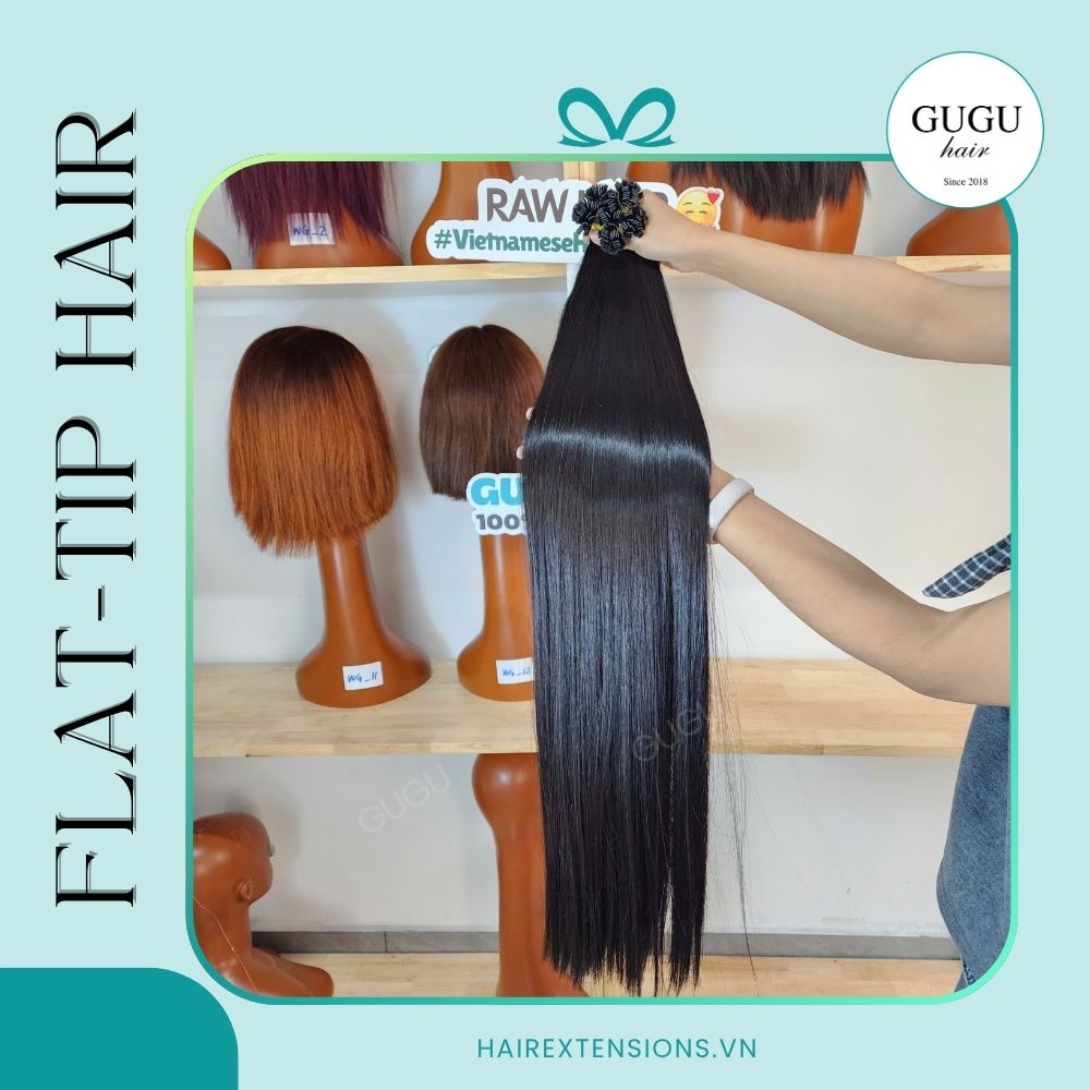 Black Long Premium Human Hair Extensions Black Flat-tip Hair