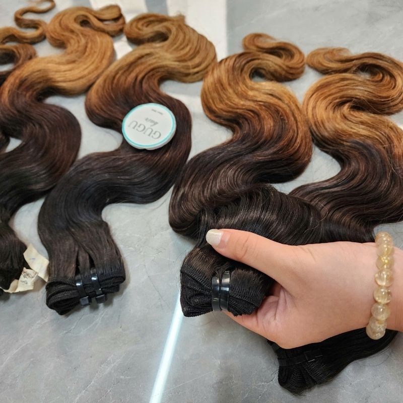 High Quality Ombre Wavy Weave Hair Extensions Vietnamese Human Hair Raw