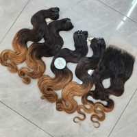 High Quality Ombre Wavy Weave Hair Extensions Vietnamese Human Hair Raw