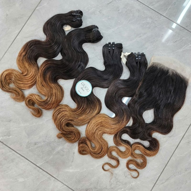 High Quality Ombre Wavy Weave Hair Extensions Vietnamese Human Hair Raw