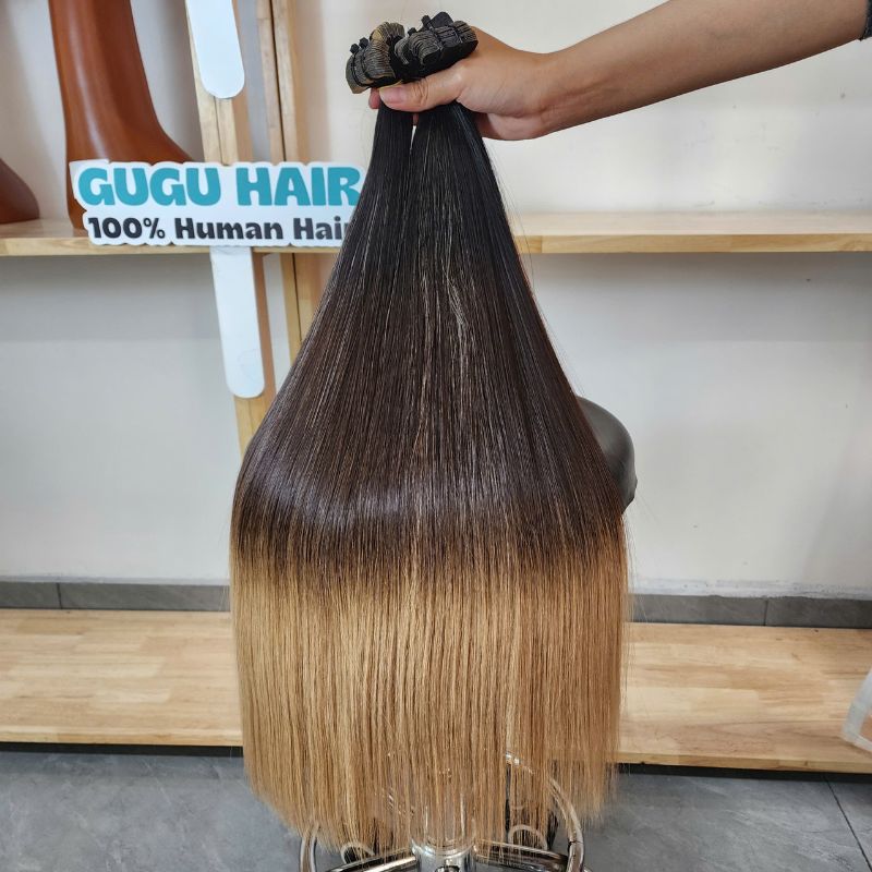 Brown Blonde Mix Color Silky Straight SDD Tape-in Human Hair Extensions