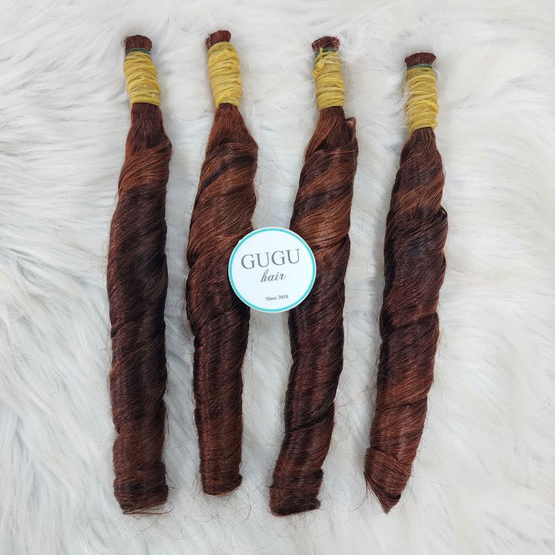 Brown Spring Curly Bulk Hair Extensions - 100% Luxury Human Hair Extensions 8 Orange Brown Spring Curly Bulk Hair Extensions