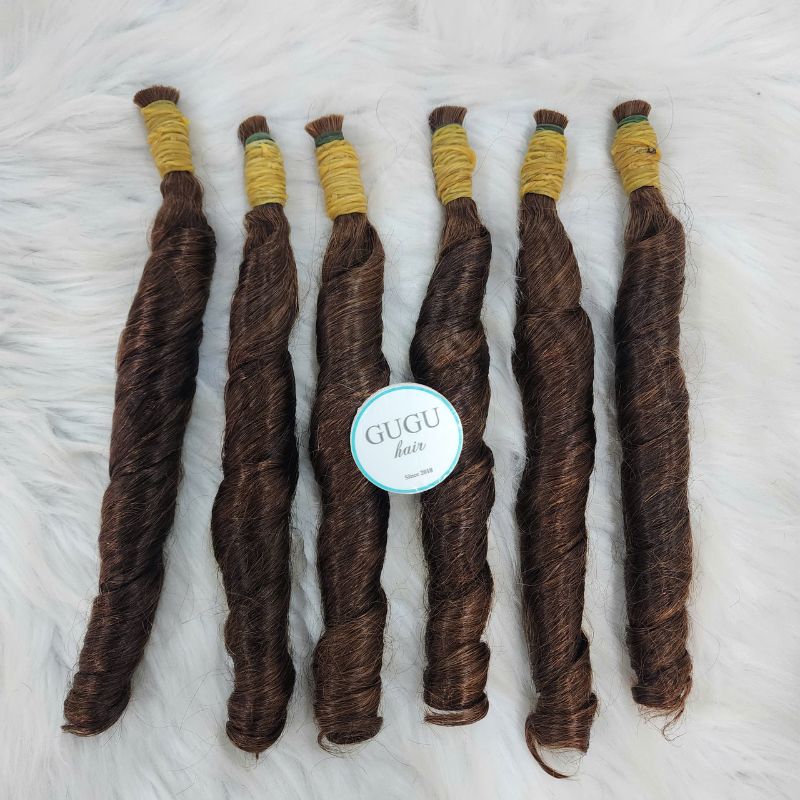 Brown Spring Curly Bulk Hair Extensions - 100% Luxury Human Hair Extensions 7 Brown Spring Curly Bulk Hair Extensions