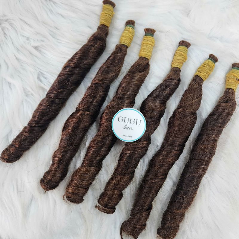 Chocolate Brown Spring Curly Bulk Hair Extensions