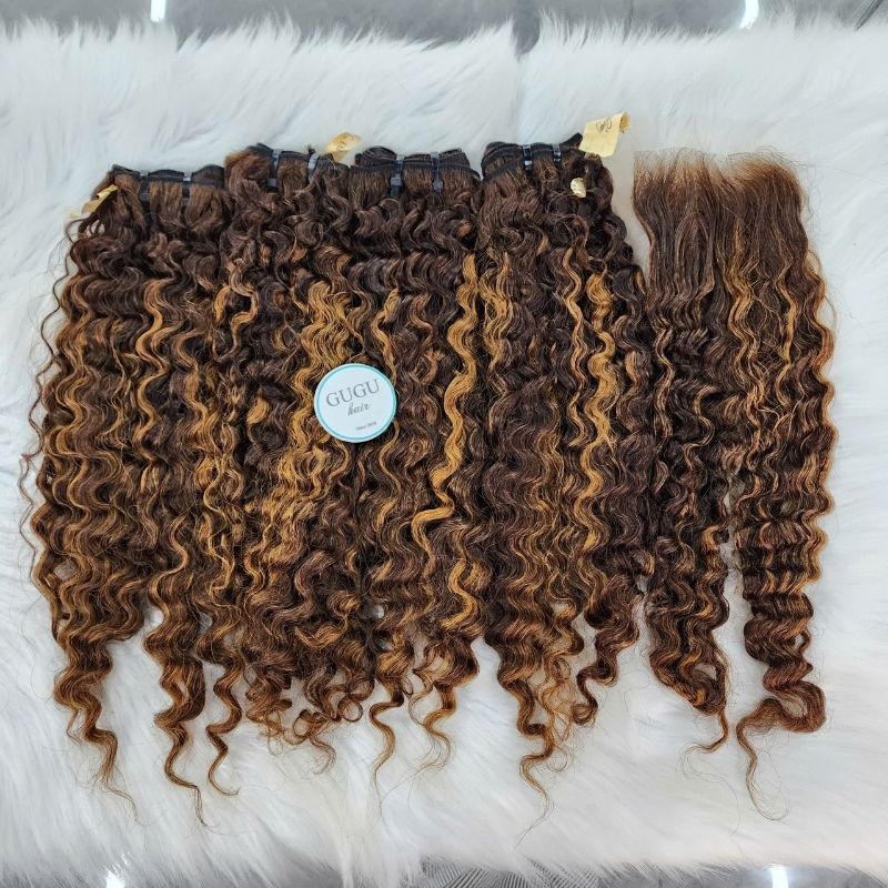 Chocolate Brown Deep Wave Hair Weft Hair Extensions - Vietnamese Human Hair