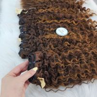 Chocolate Brown Deep Wave Hair Weft Hair Extensions - Vietnamese Human Hair