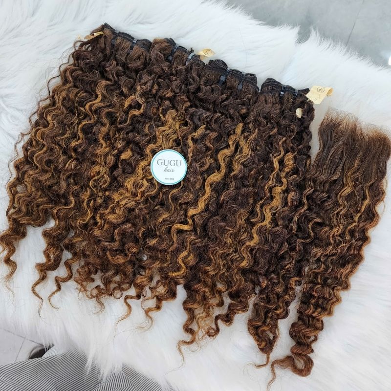 Chocolate Brown Deep Wave Hair Weft Hair Extensions - Vietnamese Human Hair